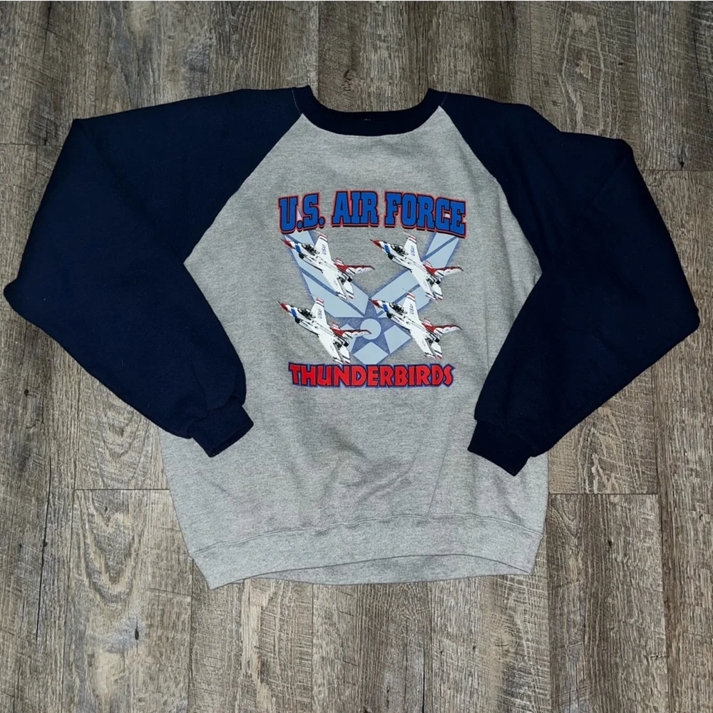 Vintage 90s‎ US Air Force Thunderbirds Sweatshirt Size L Crewneck Gray Jerzees￼